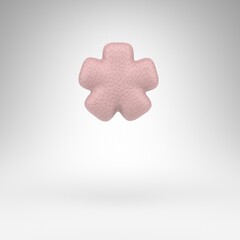 Asterisk symbol on white background. Pink leather 3D sign with skin texture.