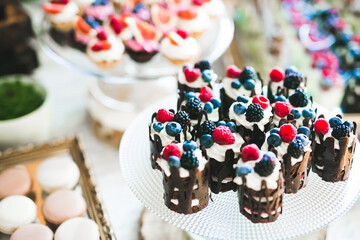 Buffet with a variety of delicious sweets, food ideas, celebration