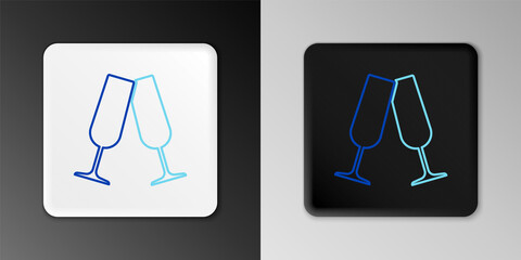 Line Glasses of champagne icon isolated on grey background. Colorful outline concept. Vector.