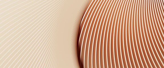 Modern abstract background for creative web banner. Beige wave circular pattern. 3d rendering illustration. 
