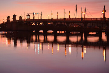 Pink Sunrise Bridge of Lions in Saint Augustine Florida