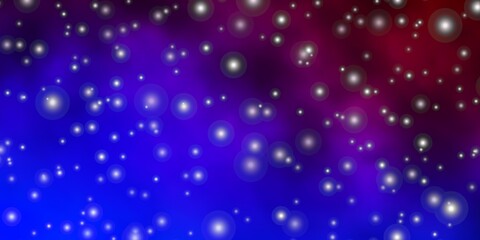 Dark Blue, Red vector background with small and big stars.