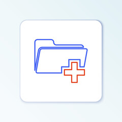 Line Add new folder icon isolated on white background. New folder file sign. Copy document. Add attach create folder make new plus. Colorful outline concept. Vector.