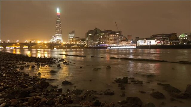 time-lapse of shard from thames river