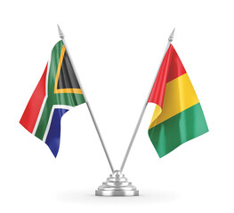 Guinea and South Africa table flags isolated on white 3D rendering