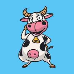 cartoon animal design happy cows cute mascot logo