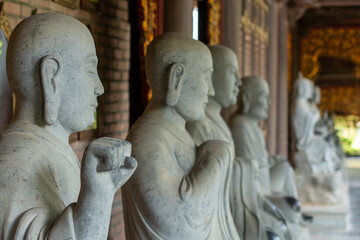 Statues of famous Buddhist monks at the Bai Dinh Pagoda complex in Ninh Binh Province, Vietnam