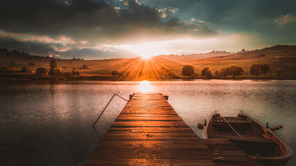 Obraz premium Beautiful sunset a lake in Transylvania