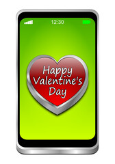 Smartphone with Happy Valentine's Day - 3D illustration