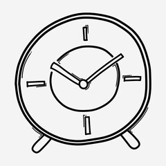 Clock doodle vector icon. Drawing sketch illustration hand drawn line eps10