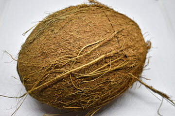 Coconut on white background