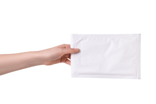 Woman Hand Holding Paper Bubble Mail Envelope