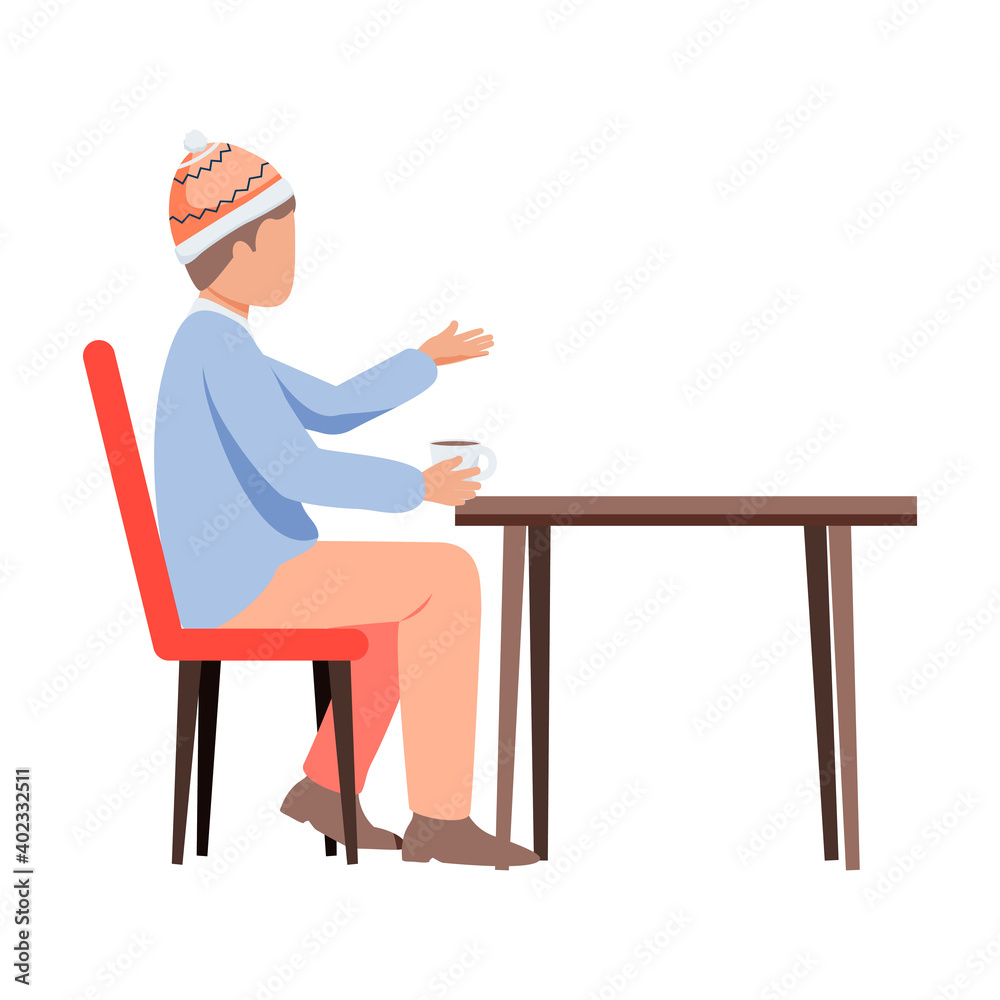 Canvas Prints Man Drinking Tea Vector Illustration