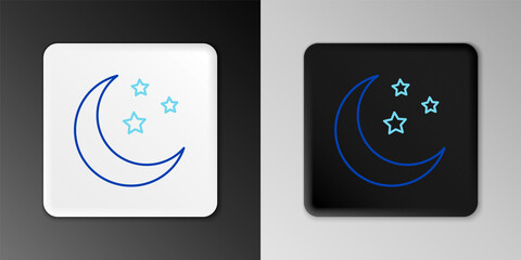 Line Moon and stars icon isolated on grey background. Colorful outline concept. Vector.