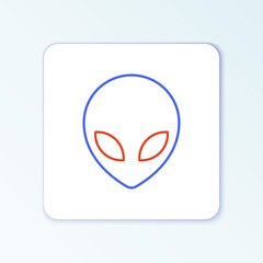 Line Alien icon isolated on white background. Extraterrestrial alien face or head symbol. Colorful outline concept. Vector.