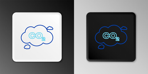 Line CO2 emissions in cloud icon isolated on grey background. Carbon dioxide formula symbol, smog pollution concept, environment concept. Colorful outline concept. Vector.