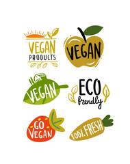 eco emblem with text. Organic signs for products