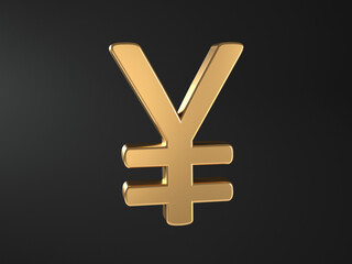Japanese yen symbol - golden text - japan currency - 3d