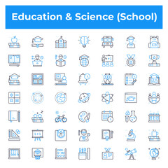 Education and Science school icon set