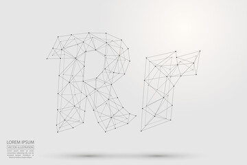 English letters abstract font consists 3d of triangles, lines, dots and connections. Vector illustration EPS 10.