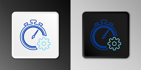 Line Time management icon isolated on grey background. Clock and gear sign. Productivity symbol. Colorful outline concept. Vector.