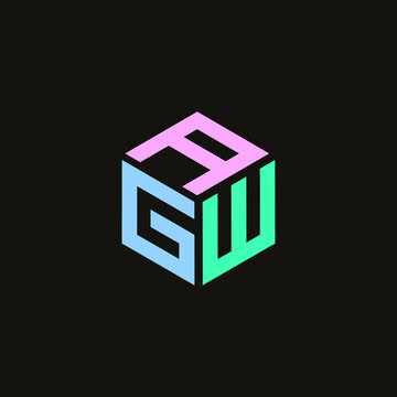 Hexagon logo. AGW vector font design