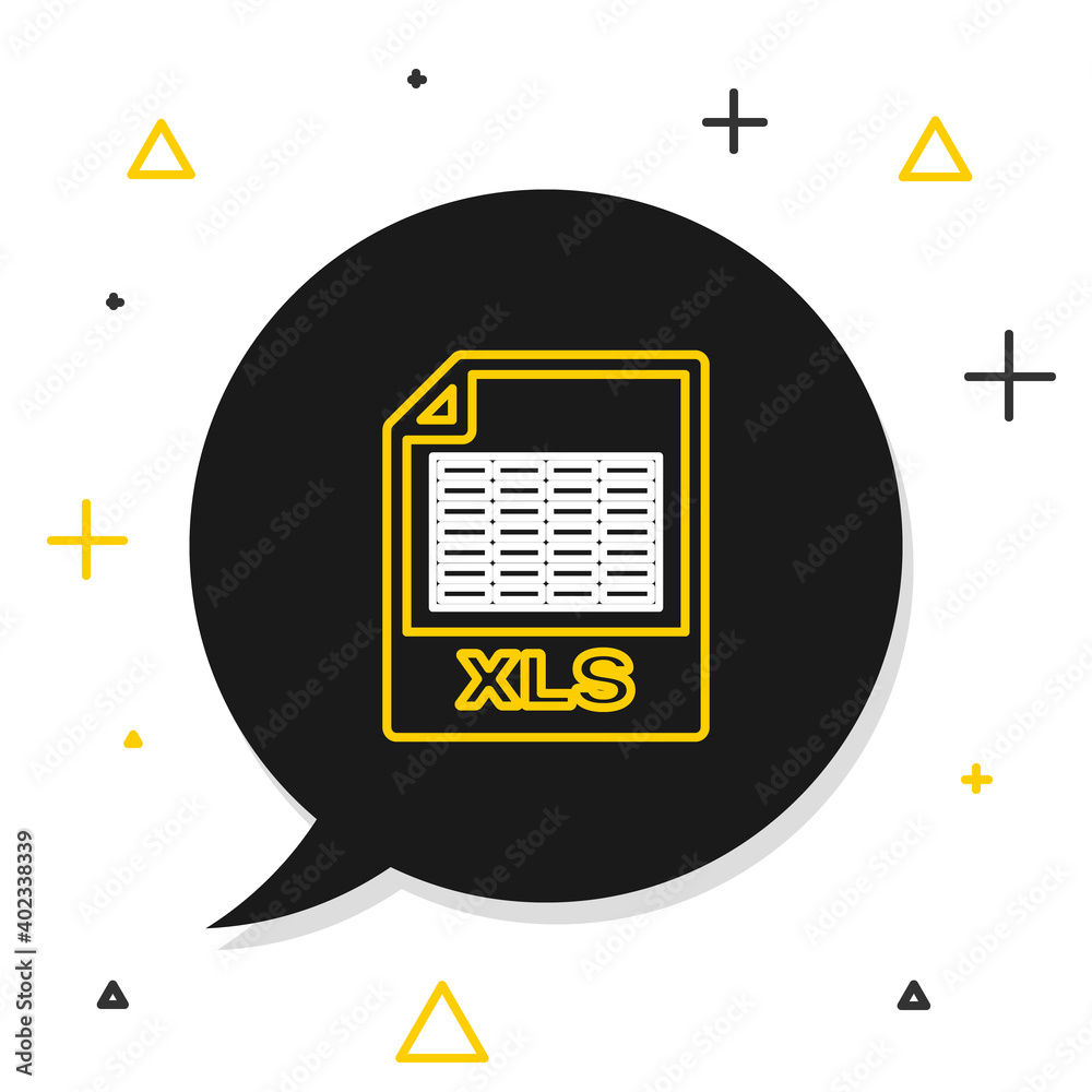 Fototapete line xls file document. download xls button icon isolated on white background. excel file symbol. co