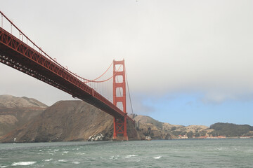 view of golden gate bridge on a cloudy day