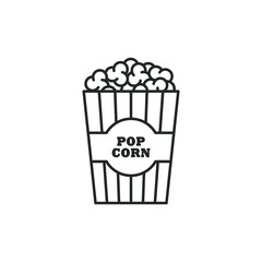 Popcorn line icon isolated on white background. Vector illustration