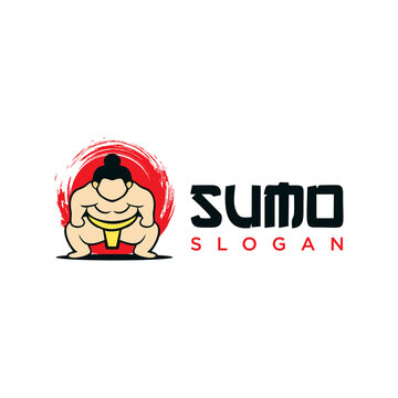 Sumo wrestler Logo sign. Fat, overweight man. Traditional sport of Japan. Branding Identity Corporate vector logo design Flat Style 