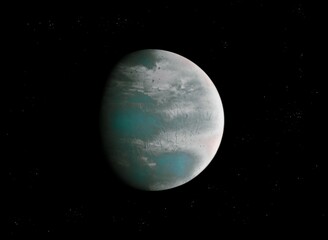 planet with atmosphere and solid surface in space with stars 3d illustration.
