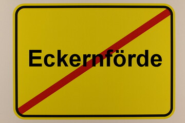 Illustration eines Stadtausgangsschildes der Stadt Eckernförde