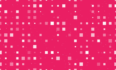 Seamless background pattern of evenly spaced white rectangles of different sizes and opacity. Vector illustration on pink background with stars