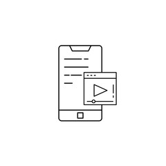 Mobile marketing video icon, mobile marketing and promotion icon. Vector