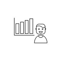 Administrator chart icon. An administrator character icon. Vector