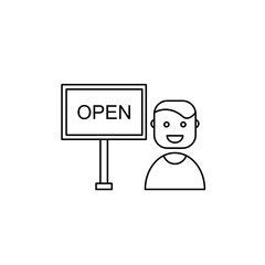 Administrator icon opens. An administrator character icon. Vector