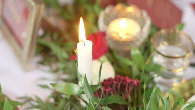 A wedding venue with some outstanding decoration in luxury style. Sliding shot.