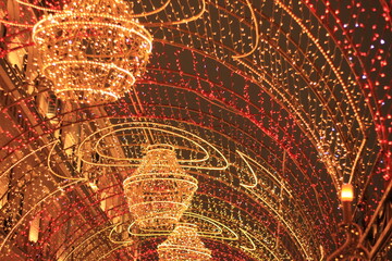 Russia, Moscow, 29 december 2020. Festive decoration for the new year and Christmas. Night Photography