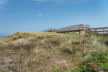 Sylt - View to wooden Boardwalk at Wenningstedt from aside