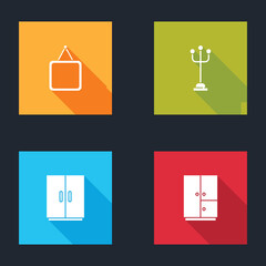 Set Mirror, Coat stand, Wardrobe and icon. Vector.