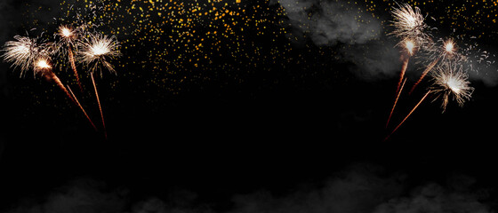 Fireworks to celebrate happy new year. Happy New Year celebration. Christmas and New Year holidays...