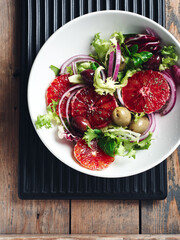 Salad with red oranges.