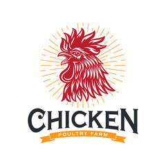 Rooster vintage logo design vector template. Chicken logo illustration
