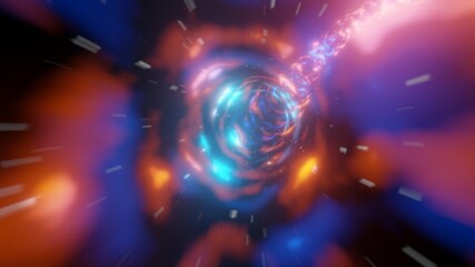 Fototapeta premium Space galaxy neon red blue tunnel