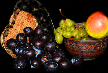 grapes and wine