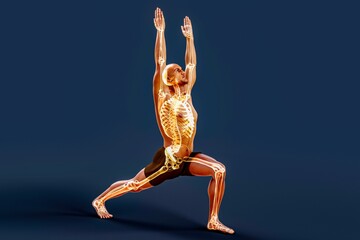 Anatomy of Warrior 1 pose, or Virabhadrasana 1