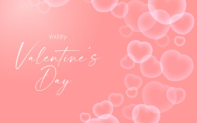 Happy Valentine's day banner with heart shape white bubble transparent.