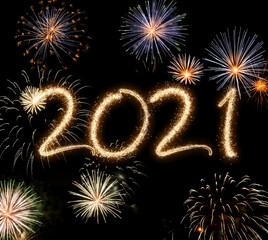 2021 New Year fireworks background