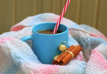 cup of hot tea with cinnamon