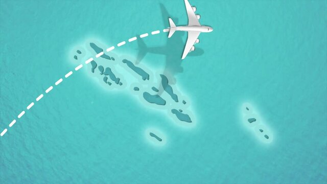 Travel Discover Visit Solomon islands Airplane Flying over Solomon islands Map 4K Motion Graphics Animation.